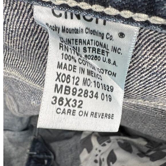 Cinch White Label Jeans Mens 36x32 Blue Relaxed Fit Western MB92834 Workwear - Picture 6 of 6